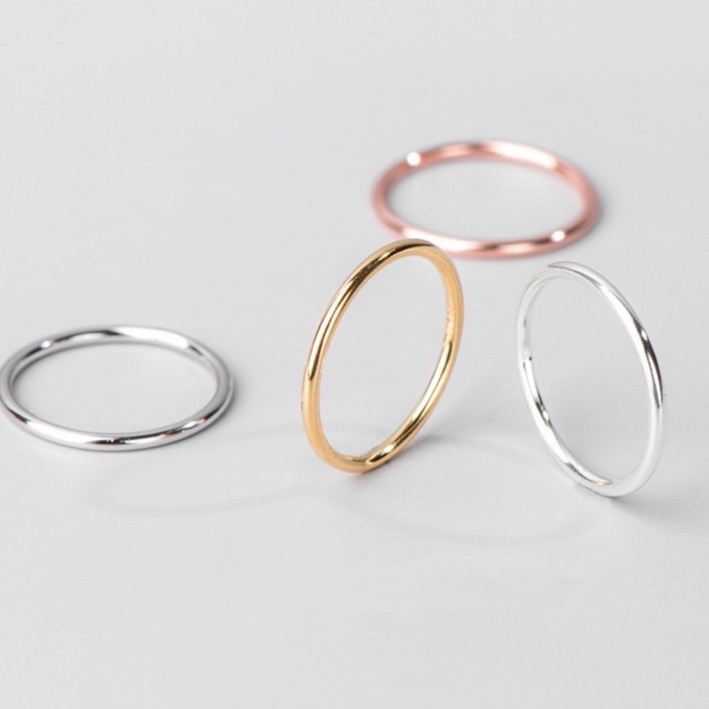 SUMMER韓 銀飾💫［925純銀］百搭基礎款 多尺寸極細線戒 尾戒 純銀戒指 玫瑰金戒指 指骨戒 關節戒-細節圖4