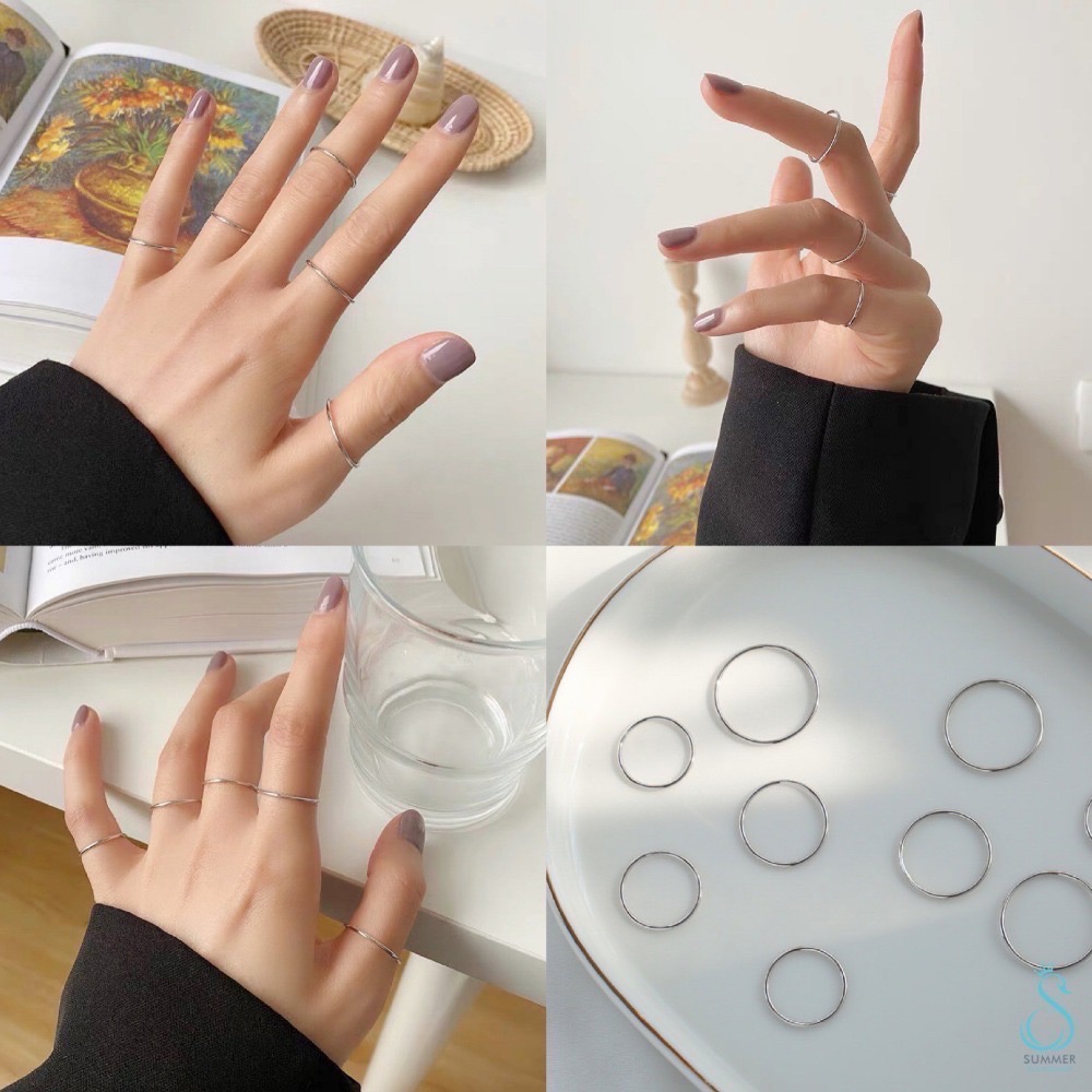 SUMMER韓 銀飾💫［925純銀］百搭基礎款 多尺寸極細線戒 尾戒 純銀戒指 玫瑰金戒指 指骨戒 關節戒-細節圖7