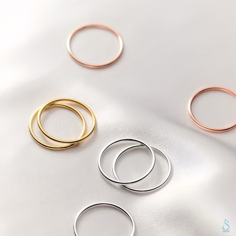 SUMMER韓 銀飾💫［925純銀］百搭基礎款 多尺寸極細線戒 尾戒 純銀戒指 玫瑰金戒指 指骨戒 關節戒-細節圖3