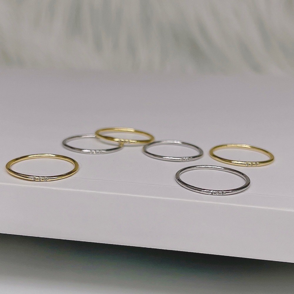 SUMMER 銀飾💫［925純銀］極細排鑽線戒 純銀戒指-細節圖2