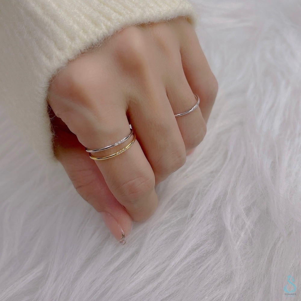 SUMMER 銀飾💫［925純銀］極細排鑽線戒 純銀戒指-細節圖6