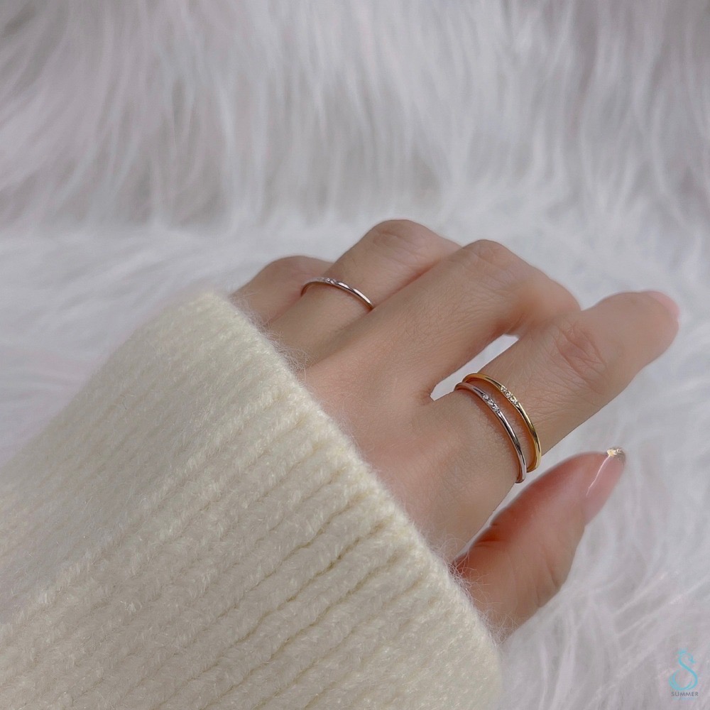 SUMMER 銀飾💫［925純銀］極細排鑽線戒 純銀戒指-細節圖8