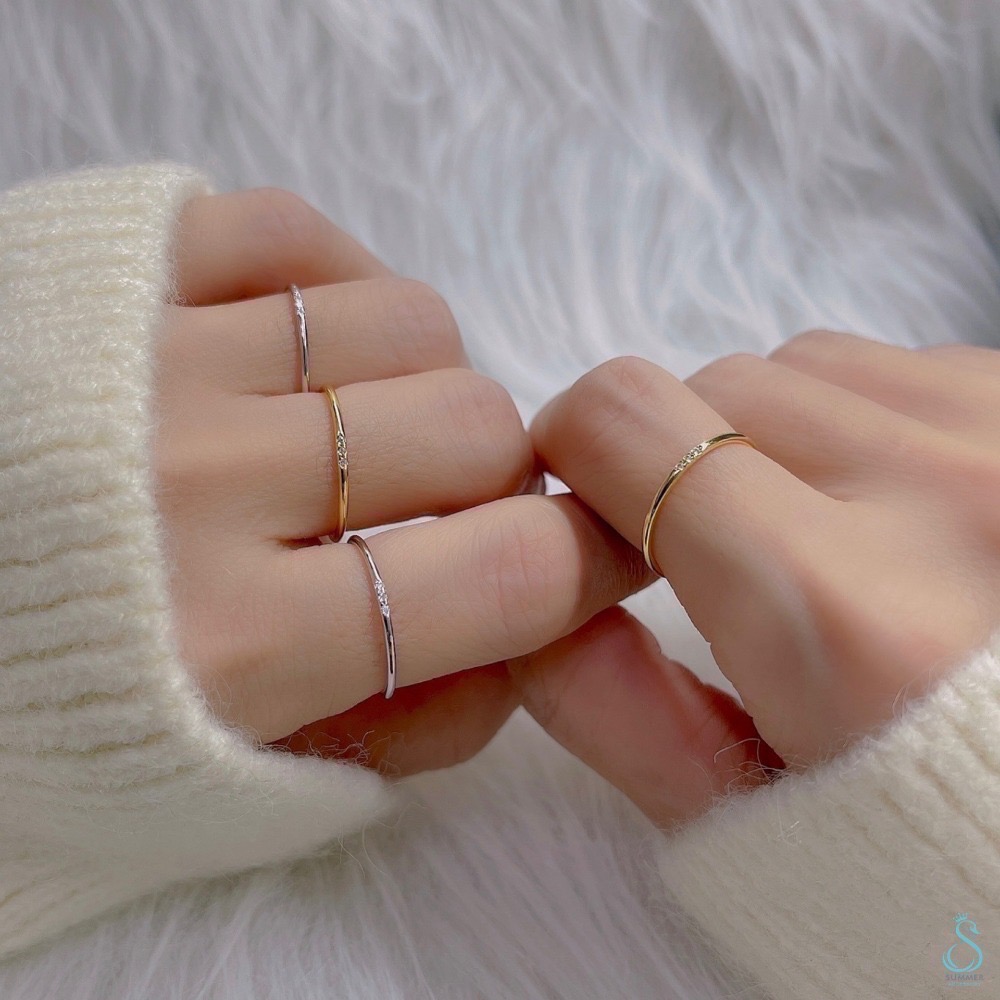 SUMMER 銀飾💫［925純銀］極細排鑽線戒 純銀戒指-細節圖3