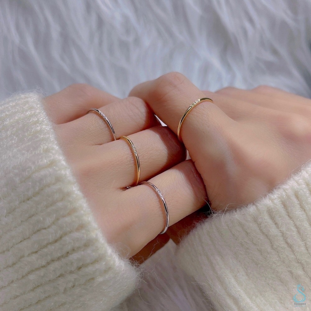 SUMMER 銀飾💫［925純銀］極細排鑽線戒 純銀戒指-細節圖4