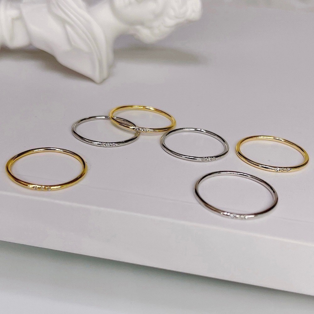 SUMMER 銀飾💫［925純銀］極細排鑽線戒 純銀戒指-細節圖7