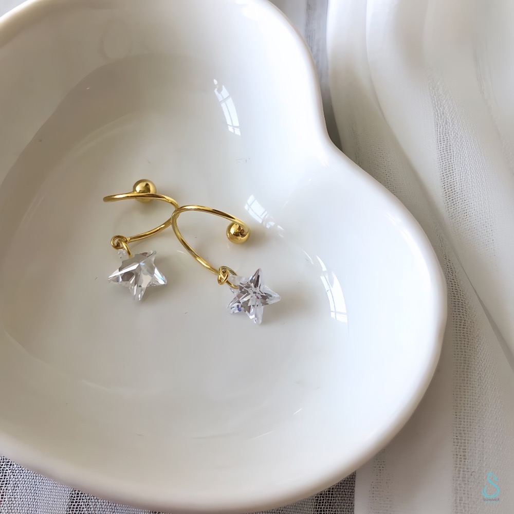 SUMMER 銀飾💫［925純銀］⭐️多變化星鑽耳繞螺紋轉珠耳環 鎖珠式耳環 純銀耳環 純銀飾品-細節圖9