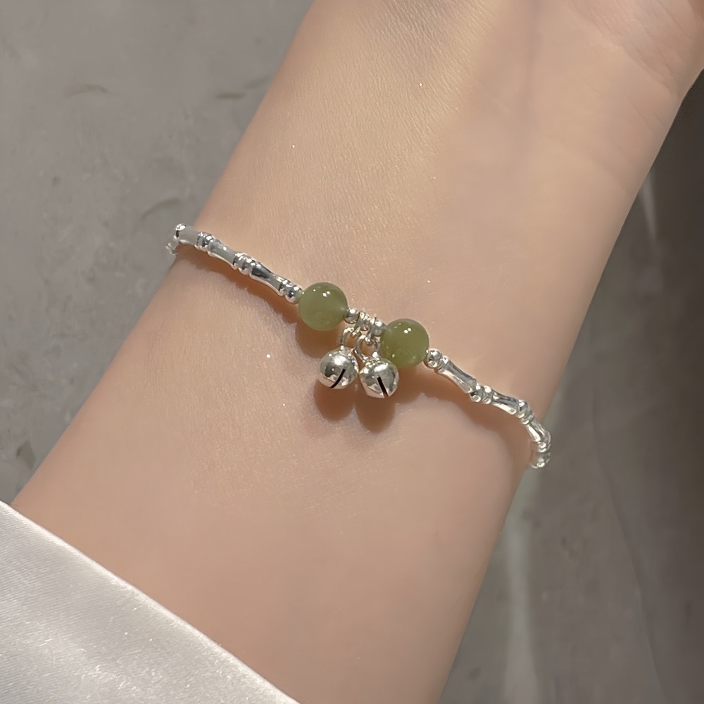 SUMMER 銀飾💫［925純銀］親子款 節節高升 天然和田玉🎋竹節純銀手鏈 純銀飾品-細節圖3