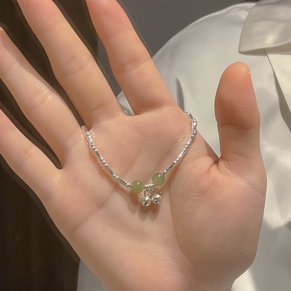 SUMMER 銀飾💫［925純銀］親子款 節節高升 天然和田玉🎋竹節純銀手鏈 純銀飾品-細節圖8