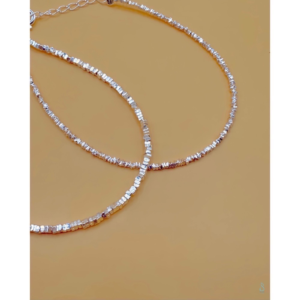 SUMMER韓 銀飾💫 ［925純銀］亮銀光澤2mm碎銀手鏈/ 細緻款1mm/手工打造 純銀手鏈-細節圖6