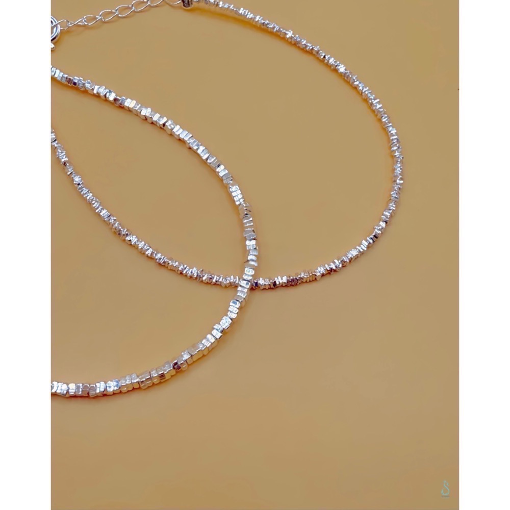 SUMMER韓 銀飾💫 ［925純銀］亮銀光澤2mm碎銀手鏈/ 細緻款1mm/手工打造 純銀手鏈-細節圖6