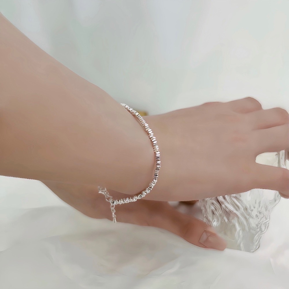 SUMMER韓 銀飾💫 ［925純銀］亮銀光澤2mm碎銀手鏈/ 細緻款1mm/手工打造 純銀手鏈-細節圖9