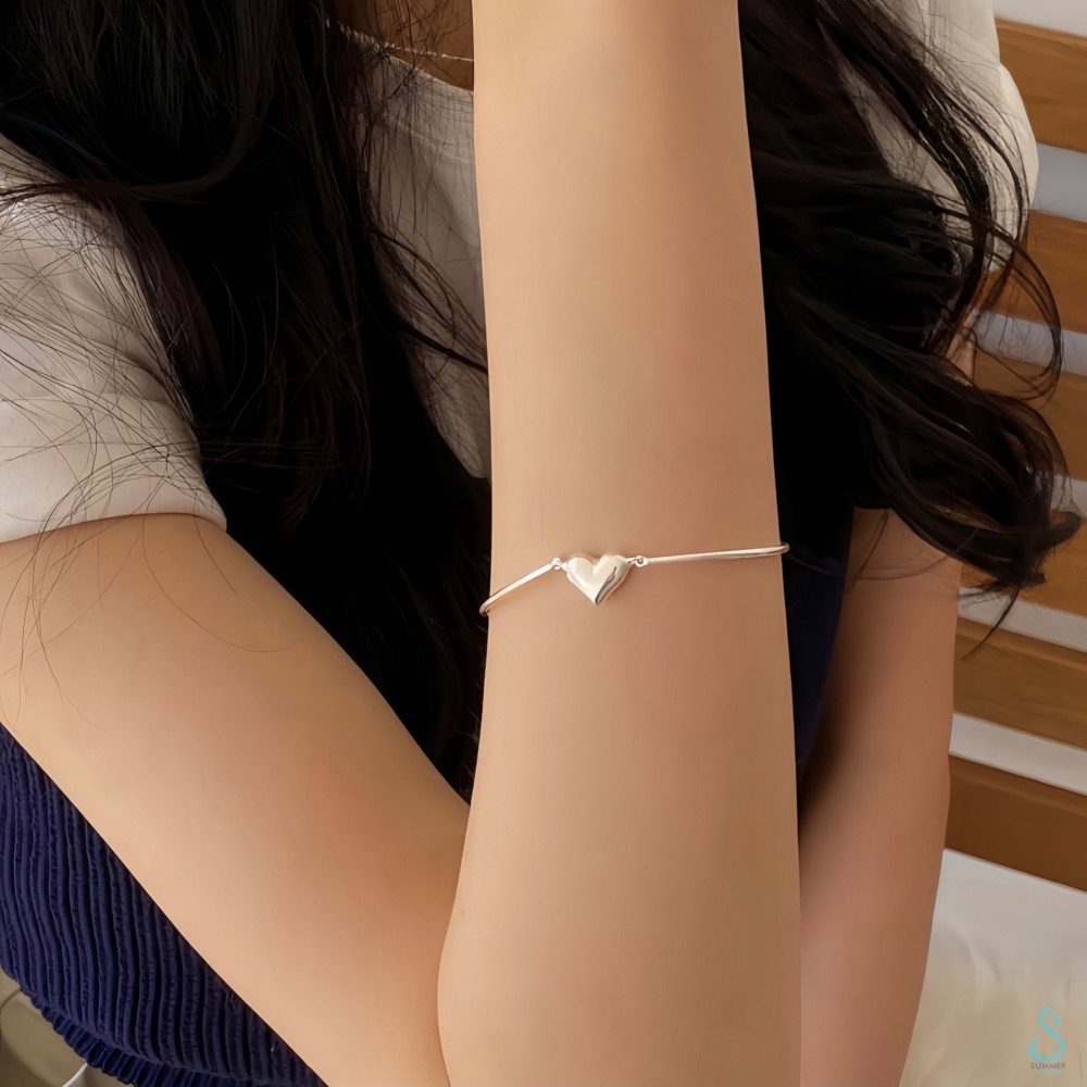 SUMMER韓 銀飾💫［925純銀］甜心之戀 純銀手鏈 愛心手鏈 純銀飾品-細節圖2