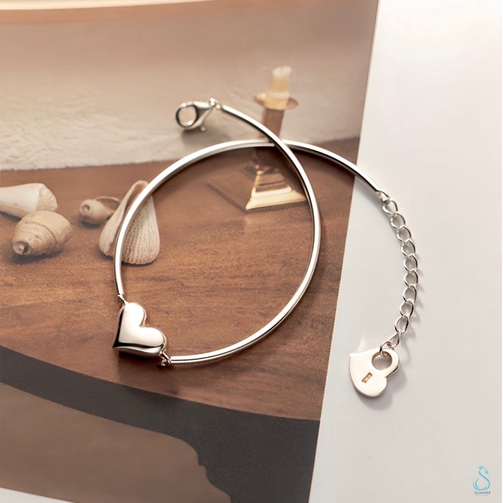 SUMMER韓 銀飾💫［925純銀］甜心之戀 純銀手鏈 愛心手鏈 純銀飾品-細節圖3