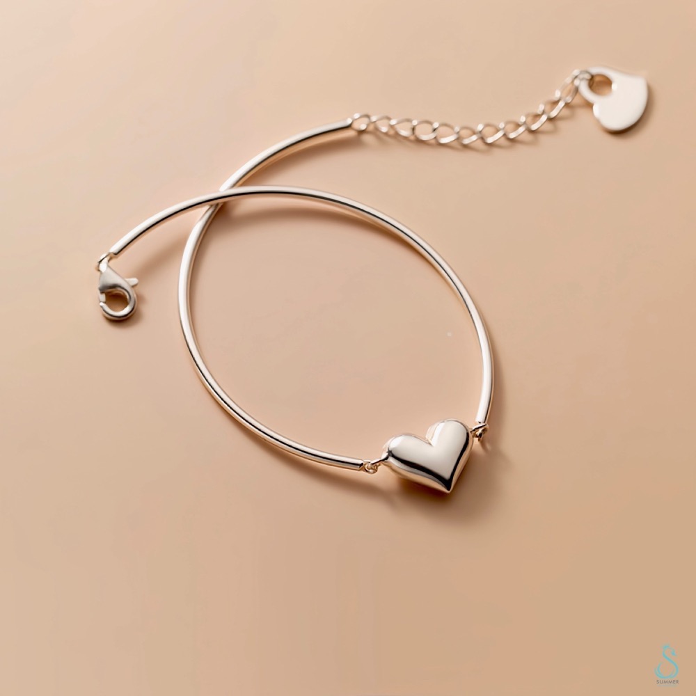 SUMMER韓 銀飾💫［925純銀］甜心之戀 純銀手鏈 愛心手鏈 純銀飾品-細節圖6