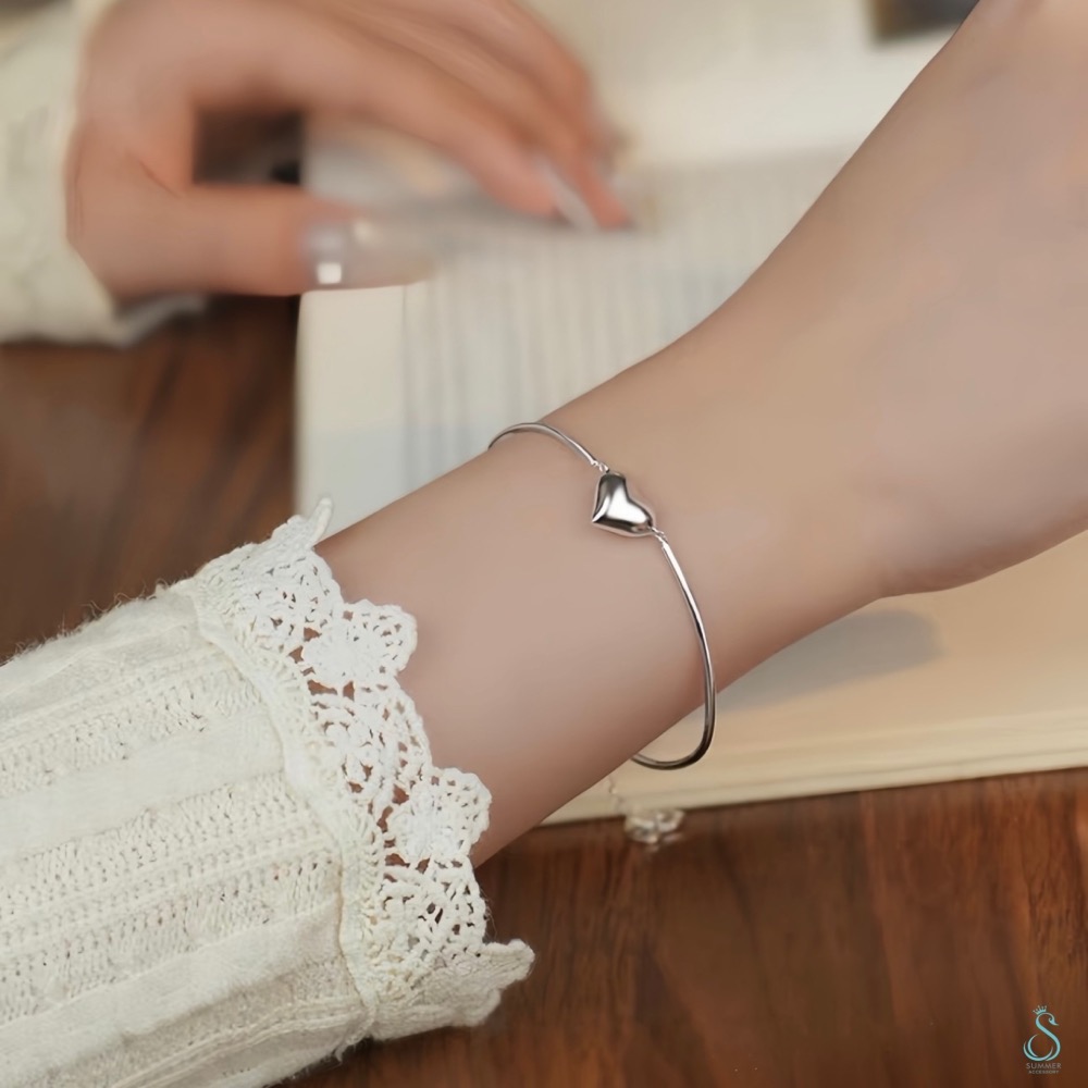 SUMMER韓 銀飾💫［925純銀］甜心之戀 純銀手鏈 愛心手鏈 純銀飾品-細節圖7
