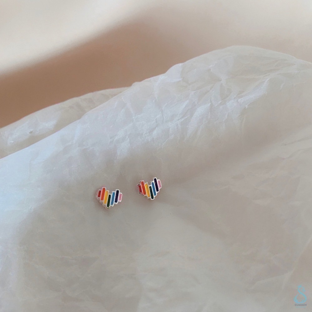 SUMMER韓 銀飾💫［925純銀］愛的彩虹🌈 針式耳環 轉珠耳環 鎖珠式耳環 純銀耳環 純銀飾品-細節圖6