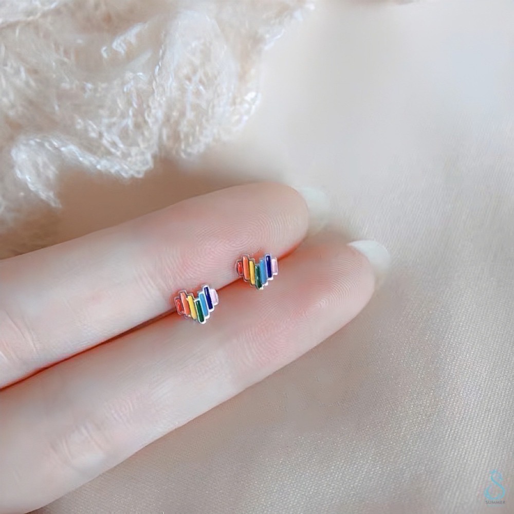 SUMMER韓 銀飾💫［925純銀］愛的彩虹🌈 針式耳環 轉珠耳環 鎖珠式耳環 純銀耳環 純銀飾品-細節圖7