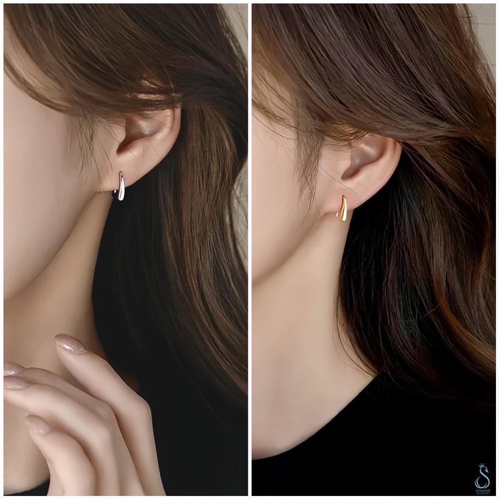 SUMMER韓 銀飾💫［925純銀］小水滴耳環  全純銀不過敏 舒適服貼 洗澡睡覺不用摘 百搭基本款 純銀耳環-細節圖8