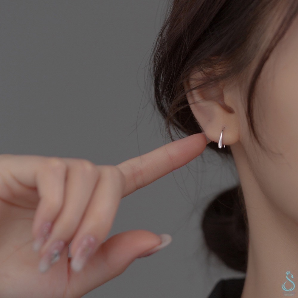 SUMMER韓 銀飾💫［925純銀］小水滴耳環  全純銀不過敏 舒適服貼 洗澡睡覺不用摘 百搭基本款 純銀耳環-細節圖4