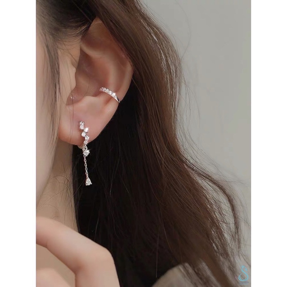 SUMMER韓 銀飾💫［925純銀］繁星之墜 純銀耳環 流蘇耳環 耳扣 純銀飾品 韓國銀飾-細節圖7