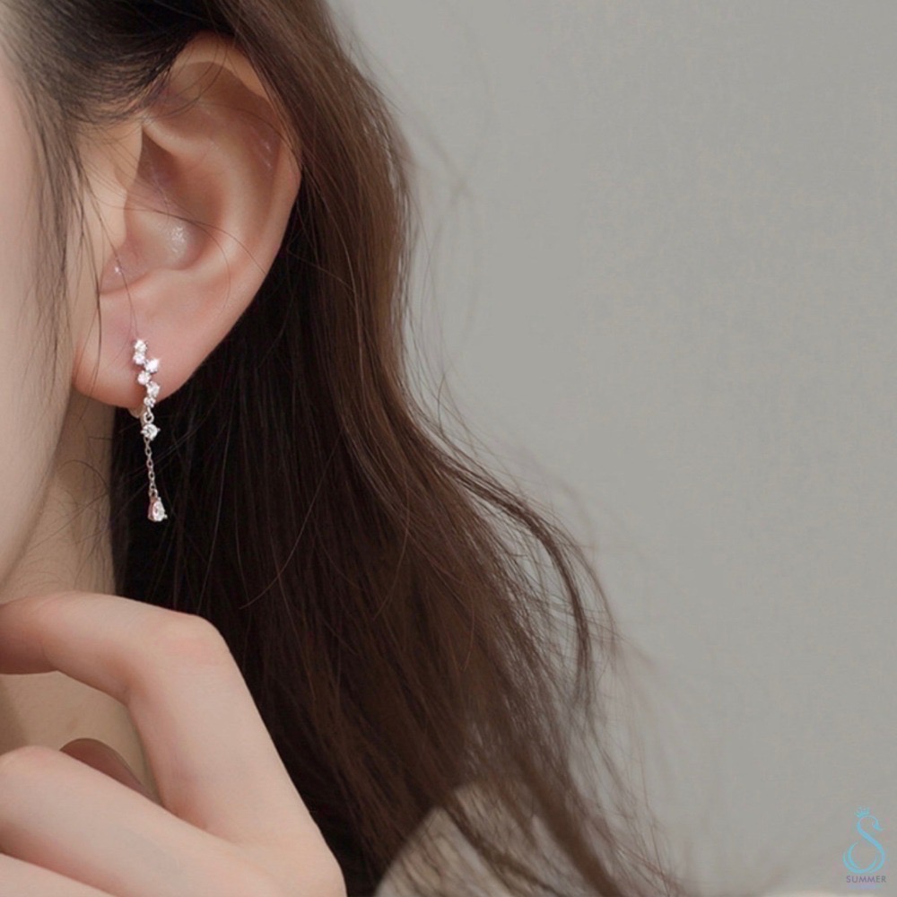 SUMMER韓 銀飾💫［925純銀］繁星之墜 純銀耳環 流蘇耳環 耳扣 純銀飾品 韓國銀飾-細節圖6