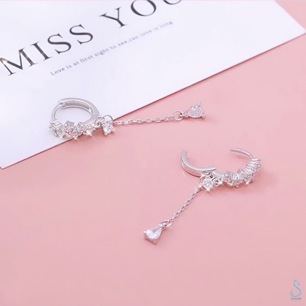 SUMMER韓 銀飾💫［925純銀］繁星之墜 純銀耳環 流蘇耳環 耳扣 純銀飾品 韓國銀飾-細節圖8