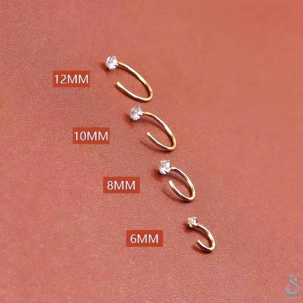 SUMMER韓 銀飾💫［925純銀] 單鑽簡約C型耳環（一對優惠價）純銀耳環  純銀飾品 韓國銀飾-細節圖7