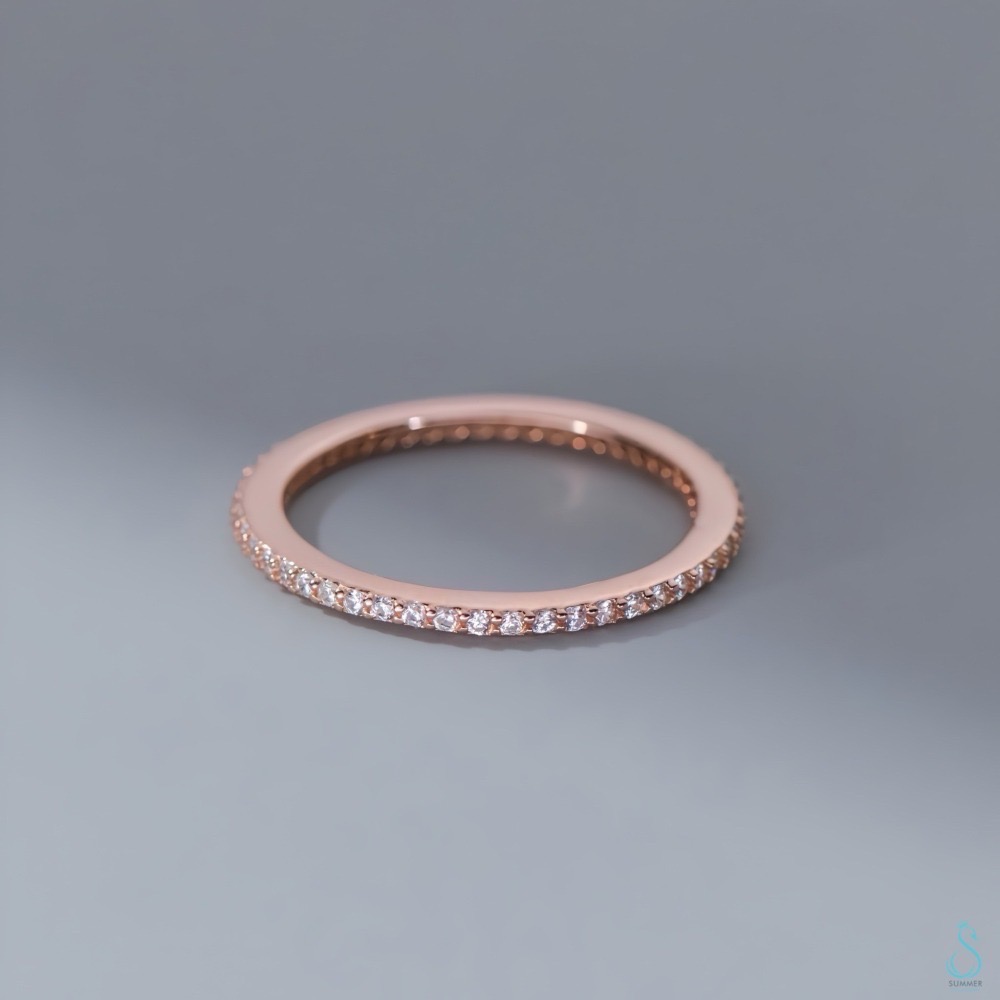 SUMMER韓 銀飾💫［925純銀］✨精典閃耀鑽圈戒 多尺寸 純銀戒指 線戒 食指戒 純銀飾品-細節圖4