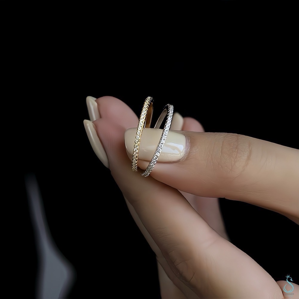 SUMMER韓 銀飾💫［925純銀］✨精典閃耀鑽圈戒 多尺寸 純銀戒指 線戒 食指戒 純銀飾品-細節圖5