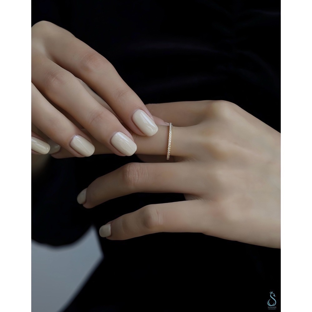 SUMMER韓 銀飾💫［925純銀］✨精典閃耀鑽圈戒 多尺寸 純銀戒指 線戒 食指戒 純銀飾品-細節圖8