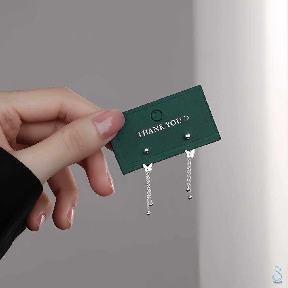 SUMMER 銀飾💫［999足銀］蝴蝶墜鏈轉珠耳環 鎖珠式耳環 純銀耳環 純銀飾品-細節圖7