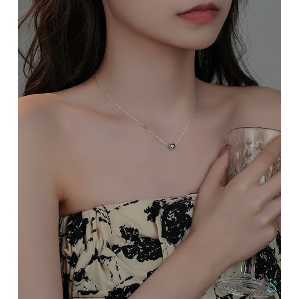 SUMMER 銀飾💫［925純銀］簡約圓珠項鏈 銀珠純銀項鏈 純銀飾品-細節圖2