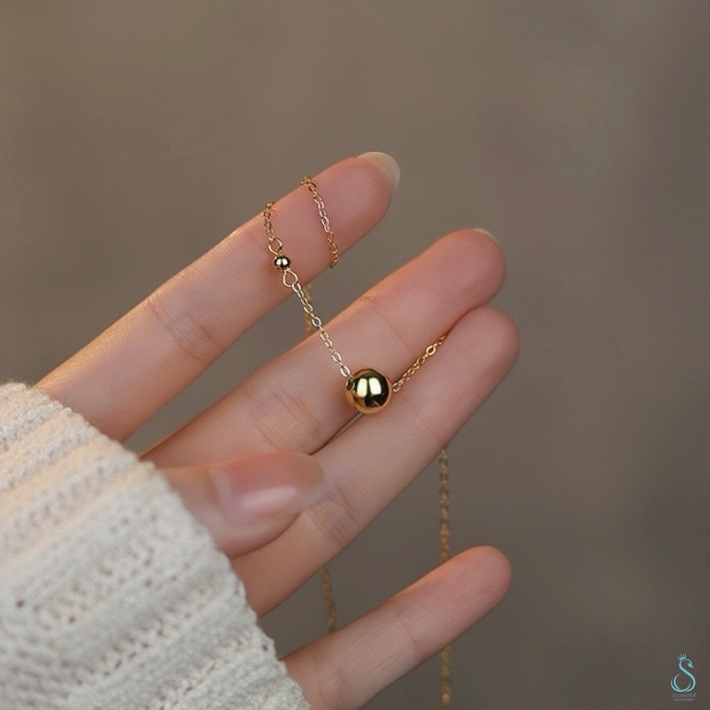 SUMMER 銀飾💫［925純銀］簡約圓珠項鏈 銀珠純銀項鏈 純銀飾品-細節圖5