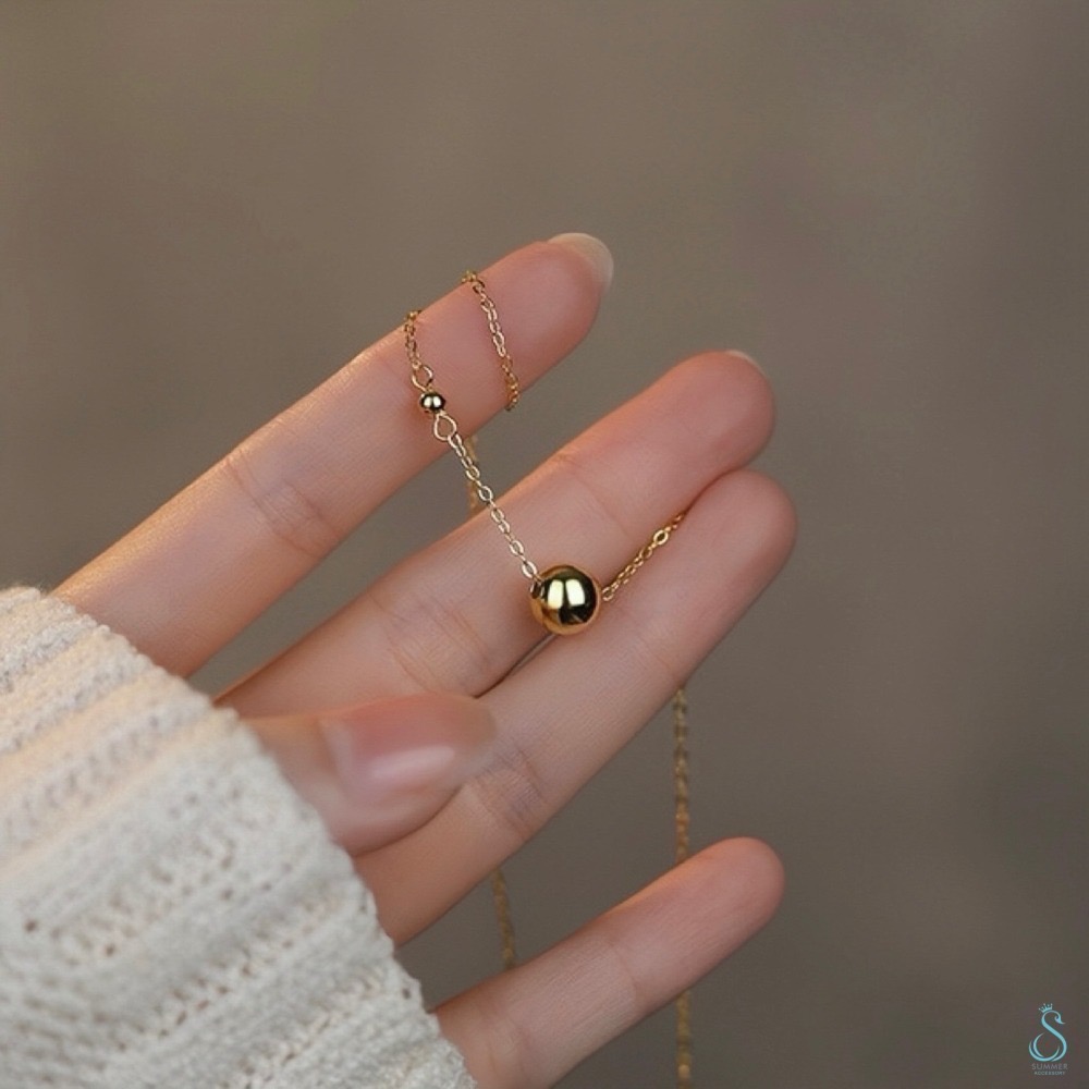 SUMMER 銀飾💫［925純銀］簡約圓珠項鏈 銀珠純銀項鏈 純銀飾品-細節圖5
