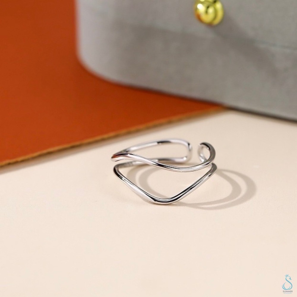 SUMMER 銀飾💫［925純銀］雙層曲線戒 純銀戒指-細節圖2