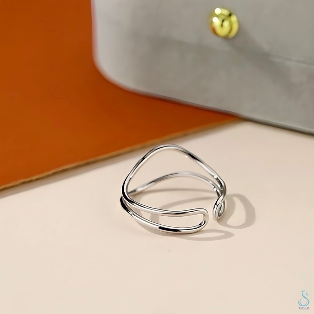SUMMER 銀飾💫［925純銀］雙層曲線戒 純銀戒指-細節圖3