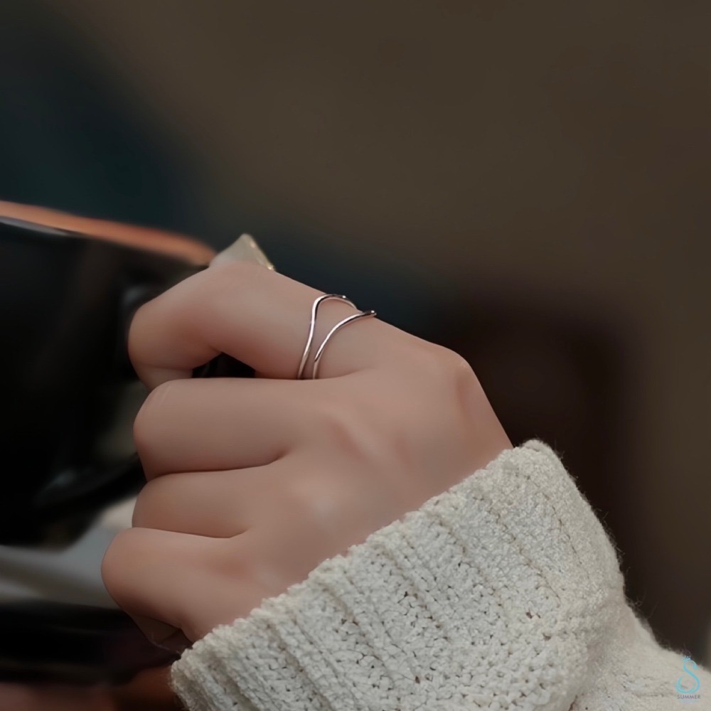 SUMMER 銀飾💫［925純銀］雙層曲線戒 純銀戒指-細節圖5