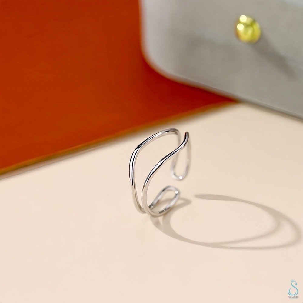 SUMMER 銀飾💫［925純銀］雙層曲線戒 純銀戒指-細節圖6