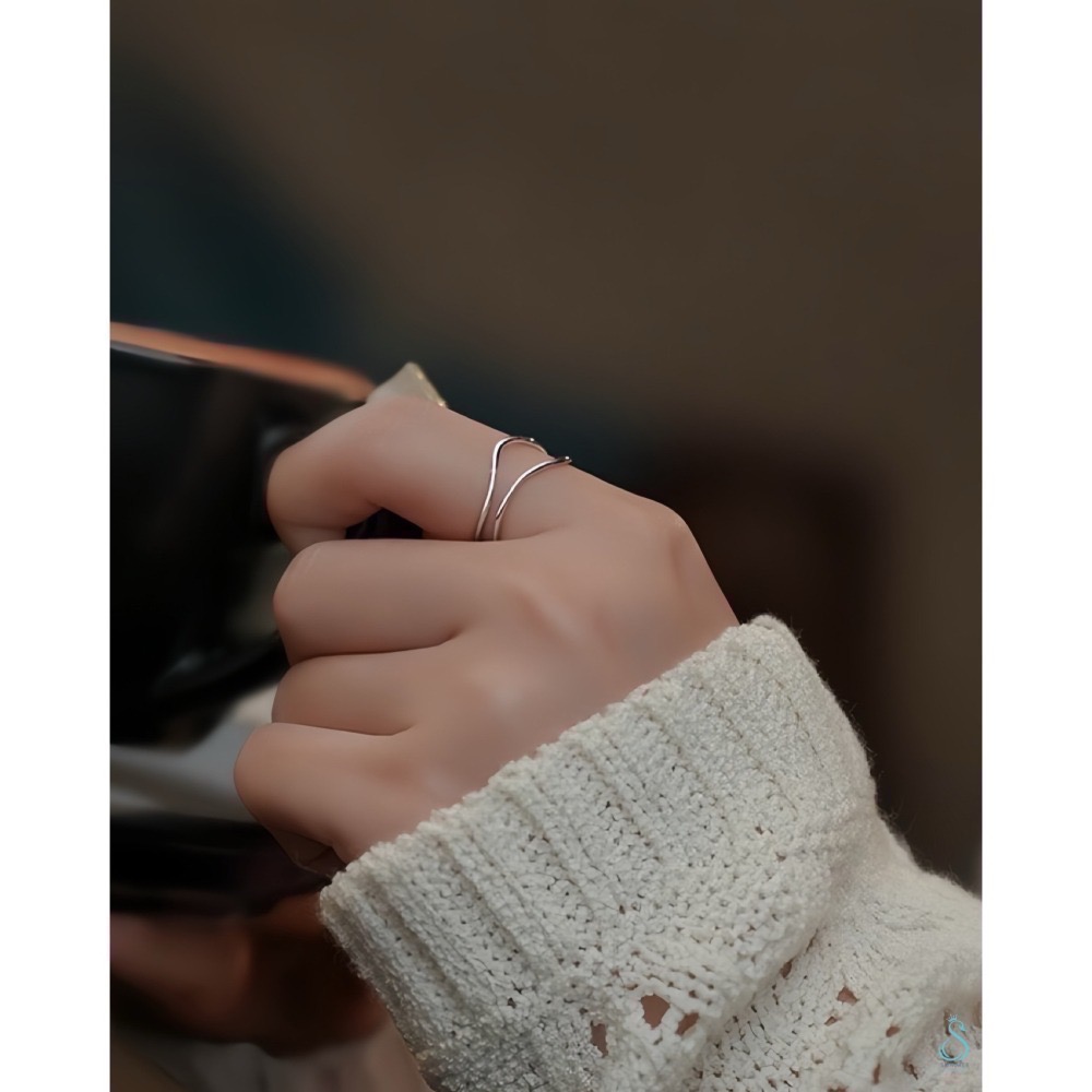 SUMMER 銀飾💫［925純銀］雙層曲線戒 純銀戒指-細節圖9