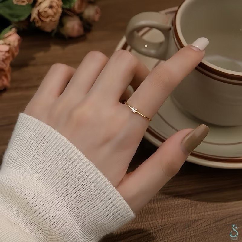 SUMMER 銀飾💫［925純銀］極緻閃鑽戒 細線戒 單鑽戒 純銀戒指-細節圖9