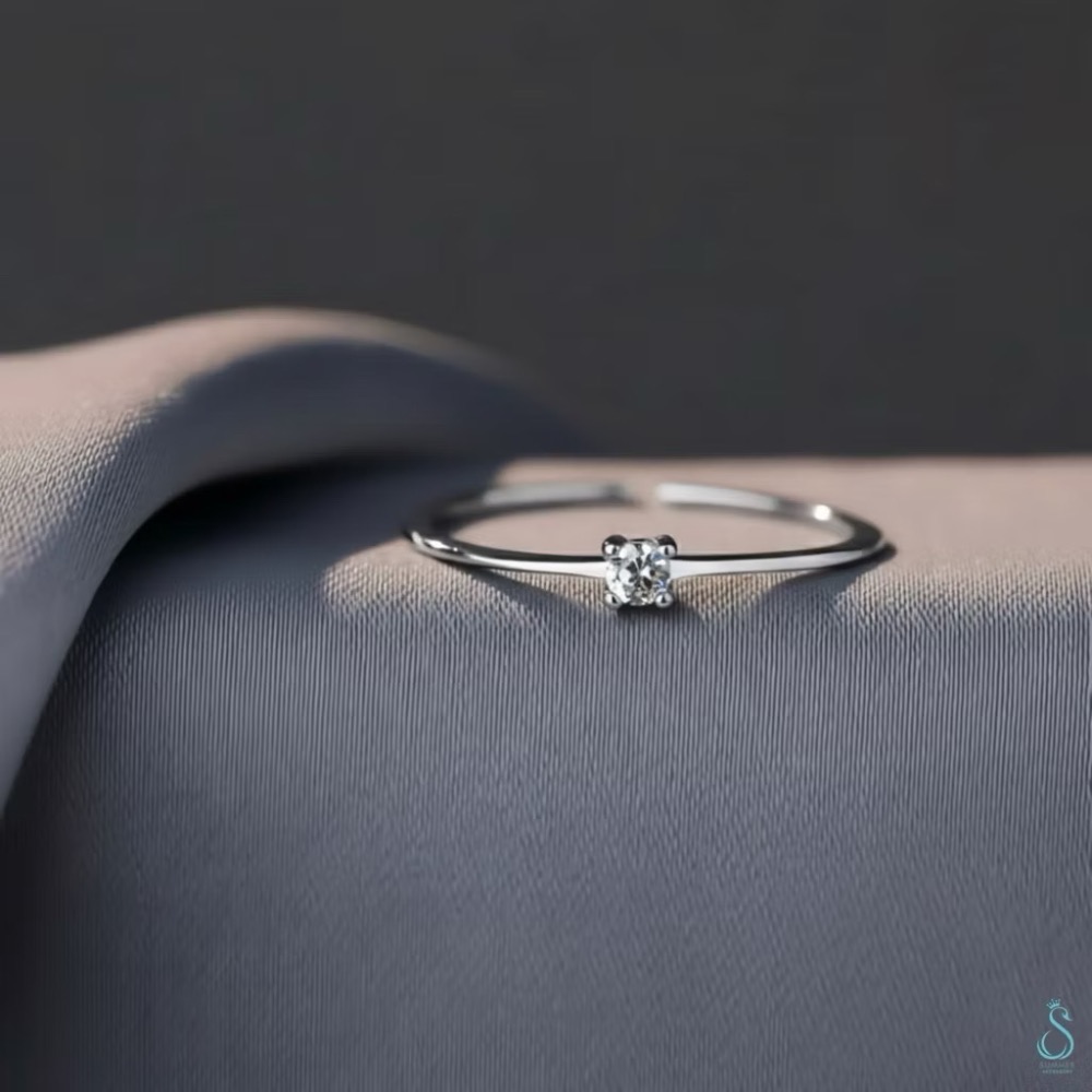 SUMMER 銀飾💫［925純銀］極緻閃鑽戒 細線戒 單鑽戒 純銀戒指-細節圖7