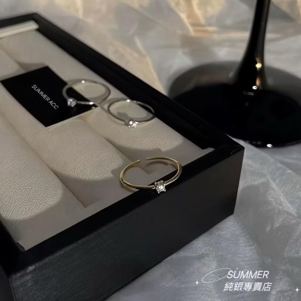 SUMMER 銀飾💫［S999足銀］極緻閃鑽戒 細線戒 單鑽戒 純銀戒指-細節圖3