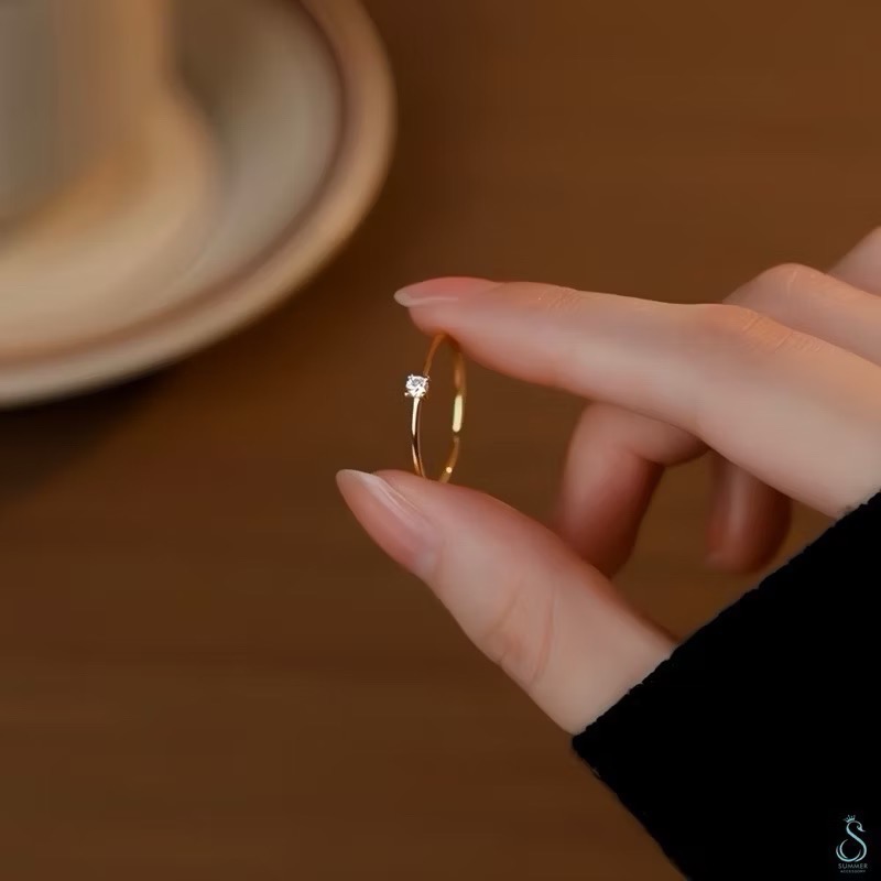 SUMMER 銀飾💫［S999足銀］極緻閃鑽戒 細線戒 單鑽戒 純銀戒指-細節圖8