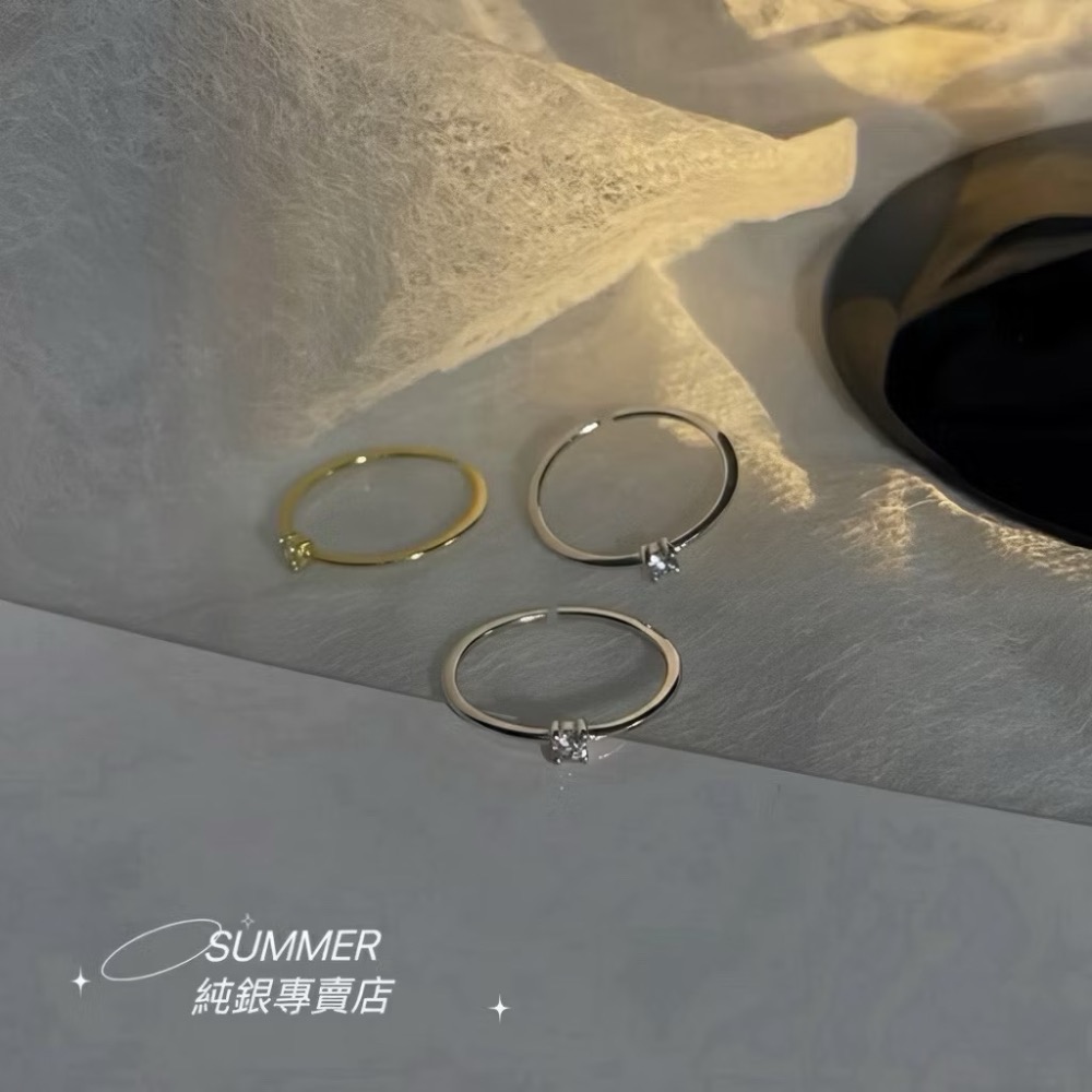 SUMMER 銀飾💫［S999足銀］極緻閃鑽戒 細線戒 單鑽戒 純銀戒指-規格圖9