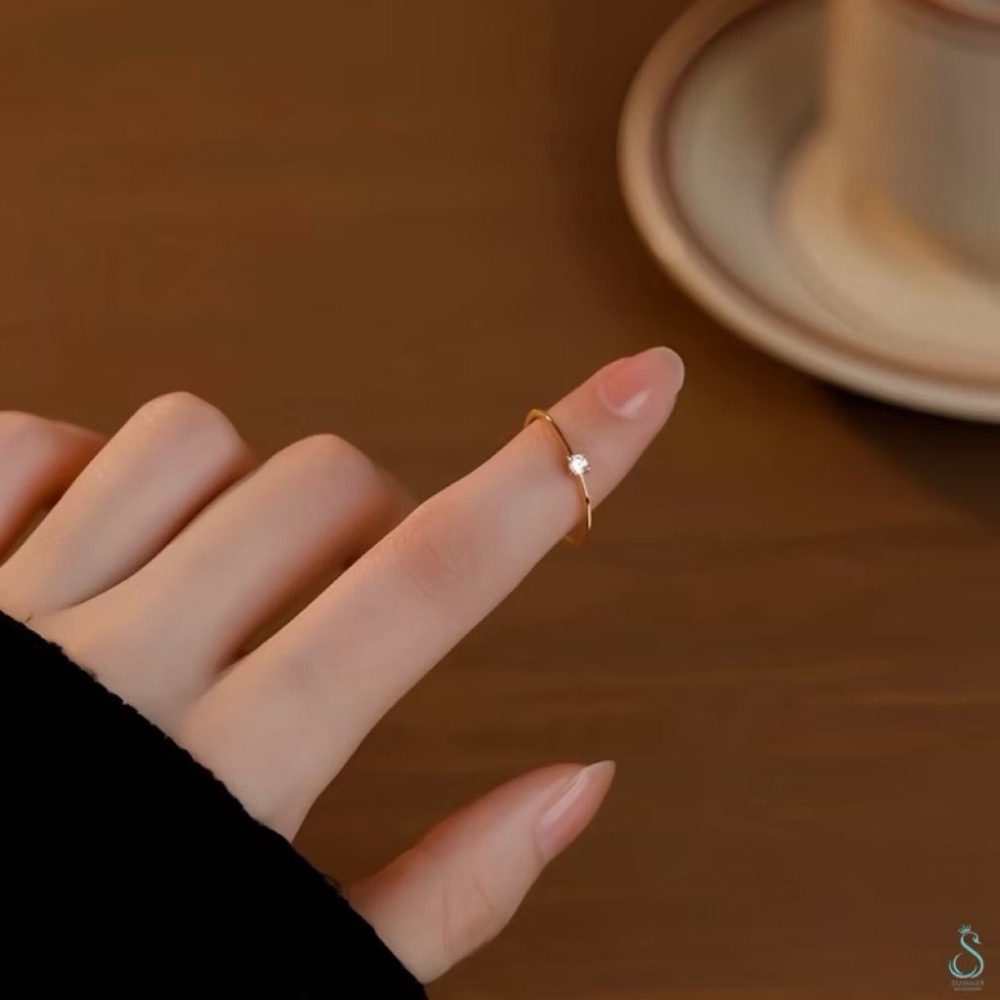 SUMMER 銀飾💫［925純銀］極緻閃鑽戒 細線戒 單鑽戒 純銀戒指-規格圖9