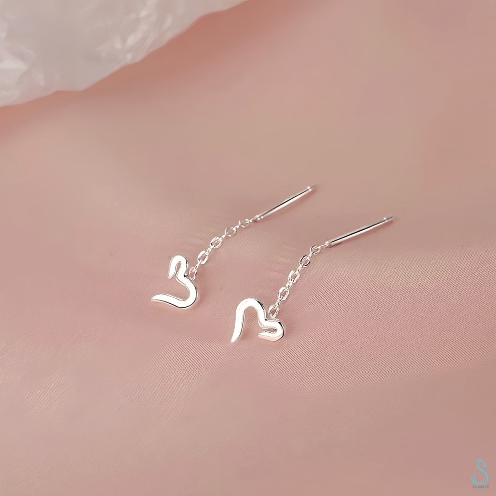 SUMMER 銀飾💫［925純銀］框心耳線 愛心耳環 純銀耳環-細節圖2