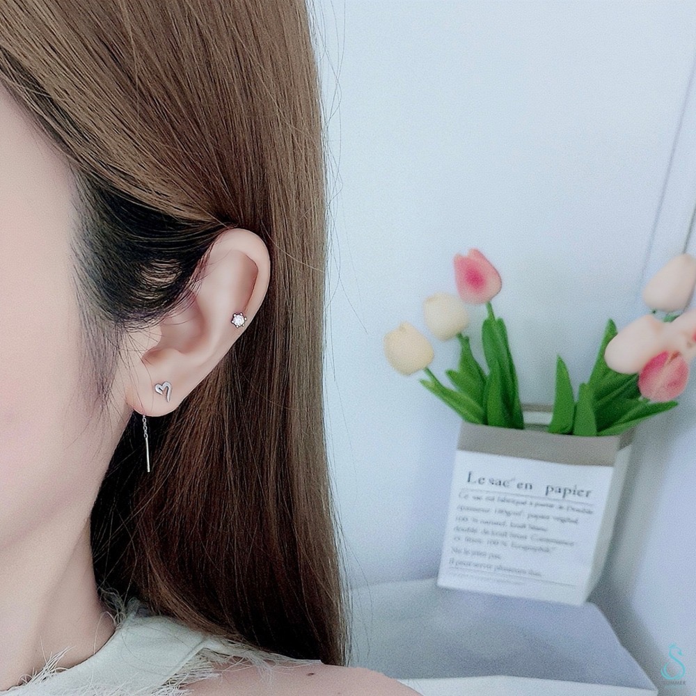 SUMMER 銀飾💫［925純銀］框心耳線 愛心耳環 純銀耳環-細節圖3