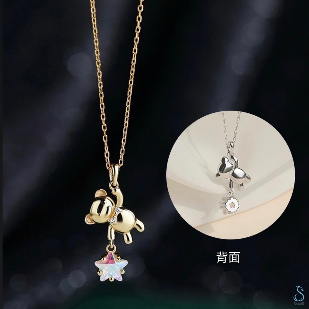 SUMMER韓 銀飾💫［925純銀］摘星小熊 煥采星星 純銀項鏈-細節圖6
