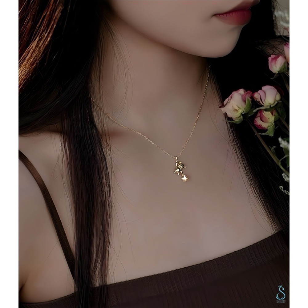 SUMMER韓 銀飾💫［925純銀］摘星小熊 煥采星星 純銀項鏈-細節圖8