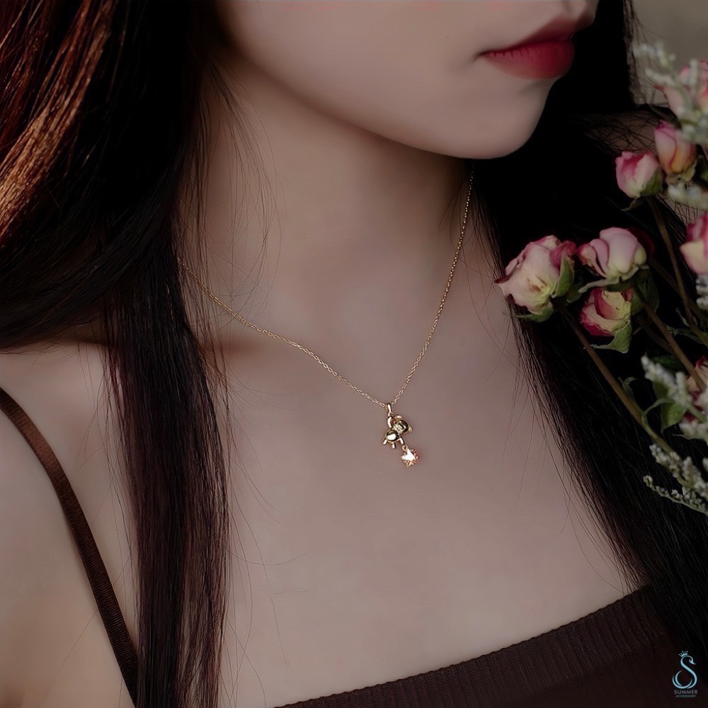 SUMMER韓 銀飾💫［925純銀］摘星小熊 煥采星星 純銀項鏈-細節圖4